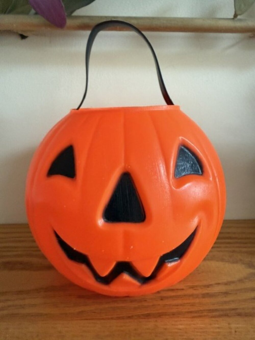 VTG 1980 Carolina Enterprises Blow Mold Pumpkin Halloween Candy Pail Bucket 6"